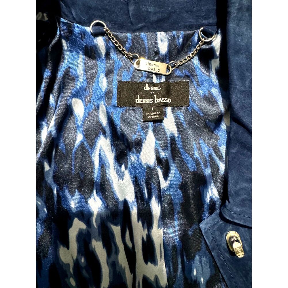 Dennis Basso 100% leather suede jacket rojal blue classic winter casual women L - Picture 5 of 8